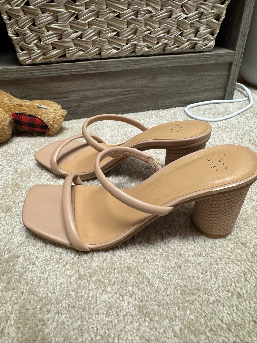 a new day Blush Nude Strappy Block Heel Sandals
